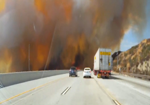 آتش سوزی بی سابقه لس آنجلس از نمایی متفاوت + فیلم