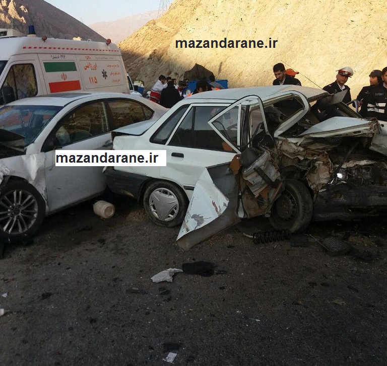 تصادف وحشتناک بین ۲ خودرو در محور هراز+ تصاویر