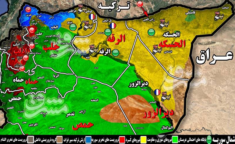 لشکرکشی اردوغان به نزدیکی استان حسکه همزمان با آغاز عملیات نیروهای کُرد علیه داعش/ نیروهای آمریکا و فرانسه وارد شمال سوریه شدند+ تصاویر و نقشه میدانی