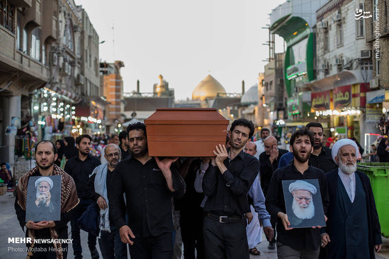 عکس/ خاکسپاری آیت الله مرتضی تهرانی در کربلا معلی