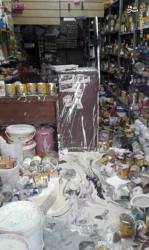 عکس/ وضعیت یک مغازه رنگ‌فروشی پس از زلزله