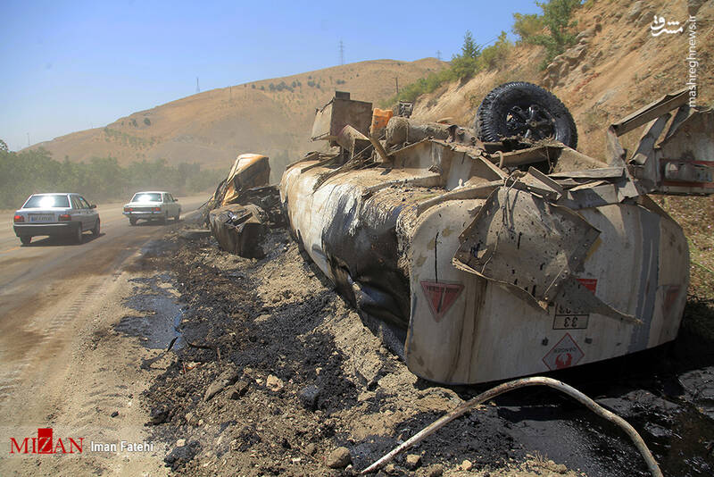 واژگونی تانکر سوخت در سنندج