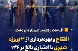 افتتاح و بهره‌برداری از ۳ پروژه شهری با اعتباری بالغ بر ۱۳۶ میلیارد ریال در دابودشت