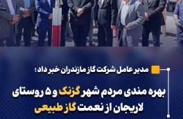 بهره مندی مردم شهر گزنک و ۵ روستای لاریجان از نعمت گاز طبیعی