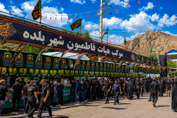 پذیرایی متفاوت و باشکوه از عزاداران حسینی با ۱۴ طعم چای و شربت در بلده